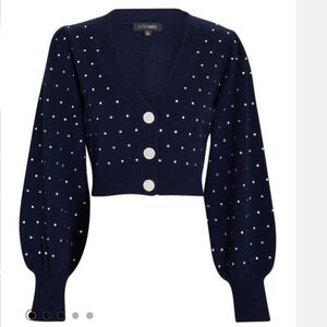 INTERMIX Viola Crystal-Embellished Cardigan in Navy